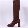 Miss Elastic Hilary Platform Long Boot - Brown Suede